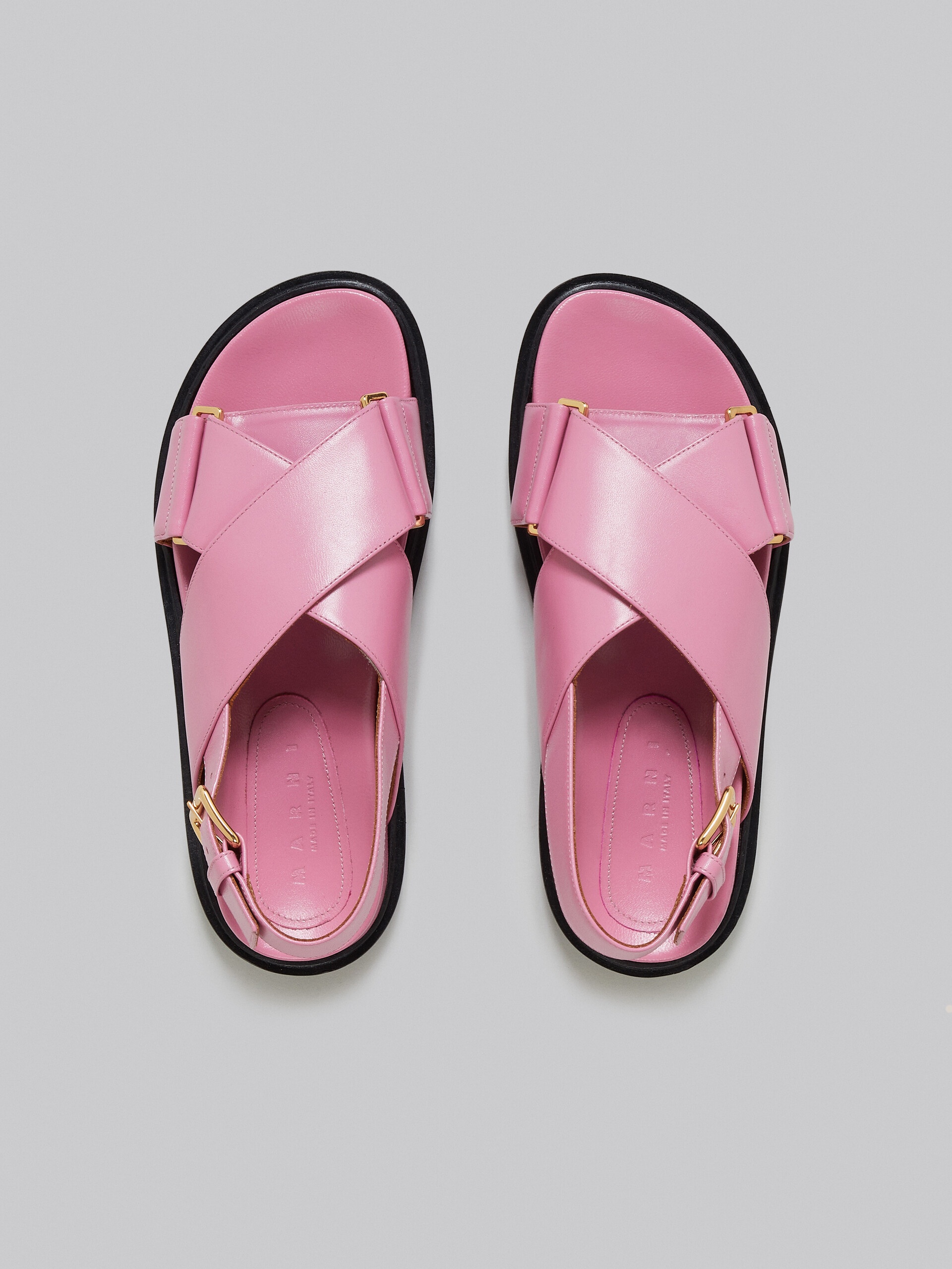 PINK LEATHER CRISS-CROSS SANDAL - 4