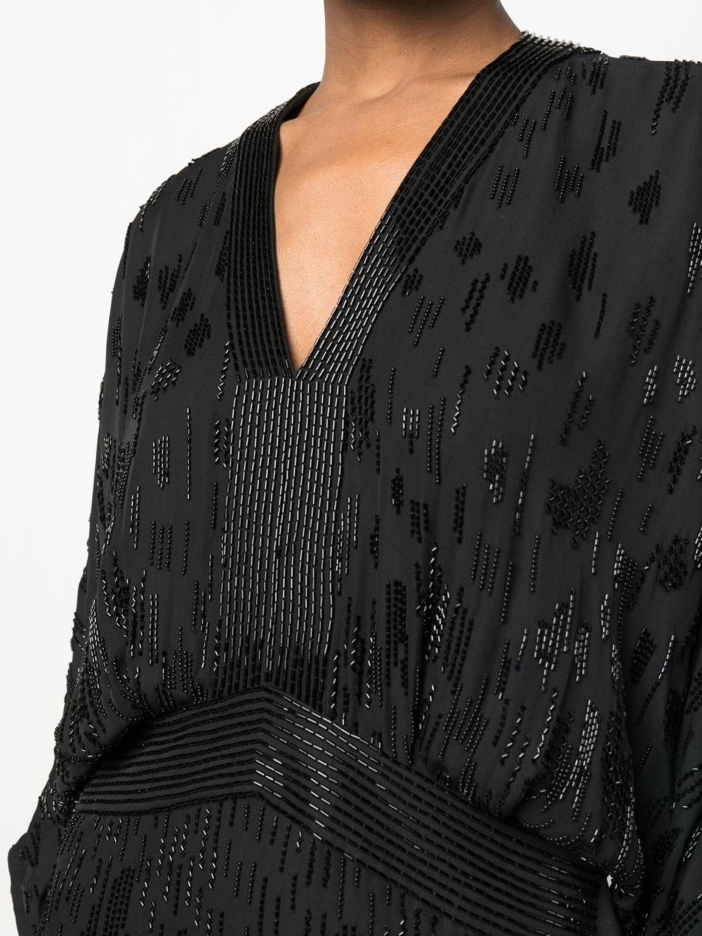 bead-embellished short silk dress - 5