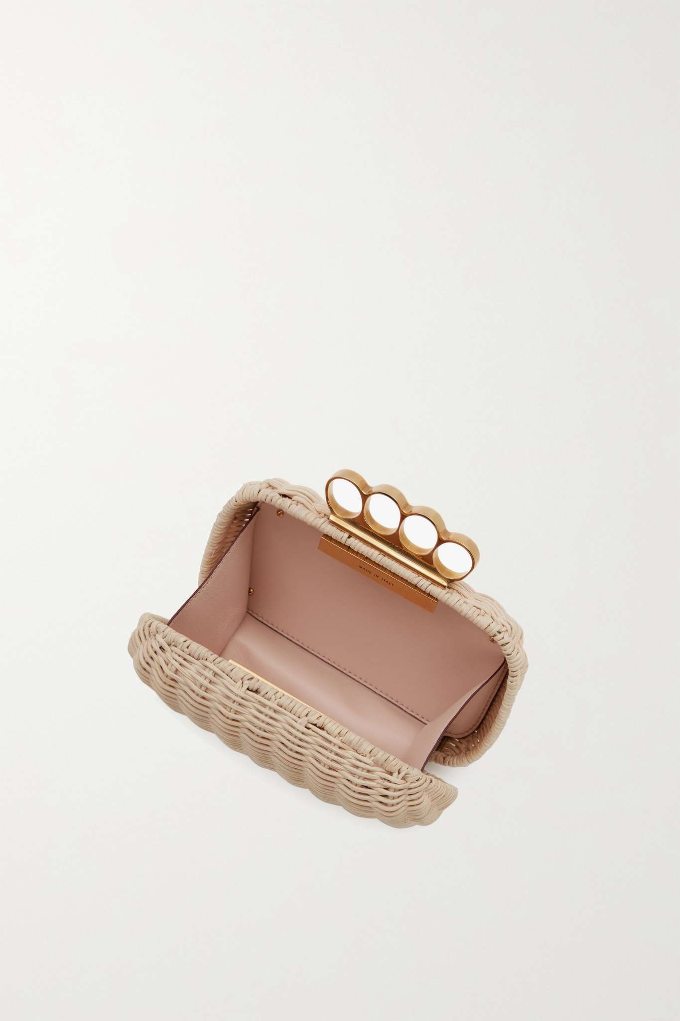 Four Ring embellished rattan clutch - 5