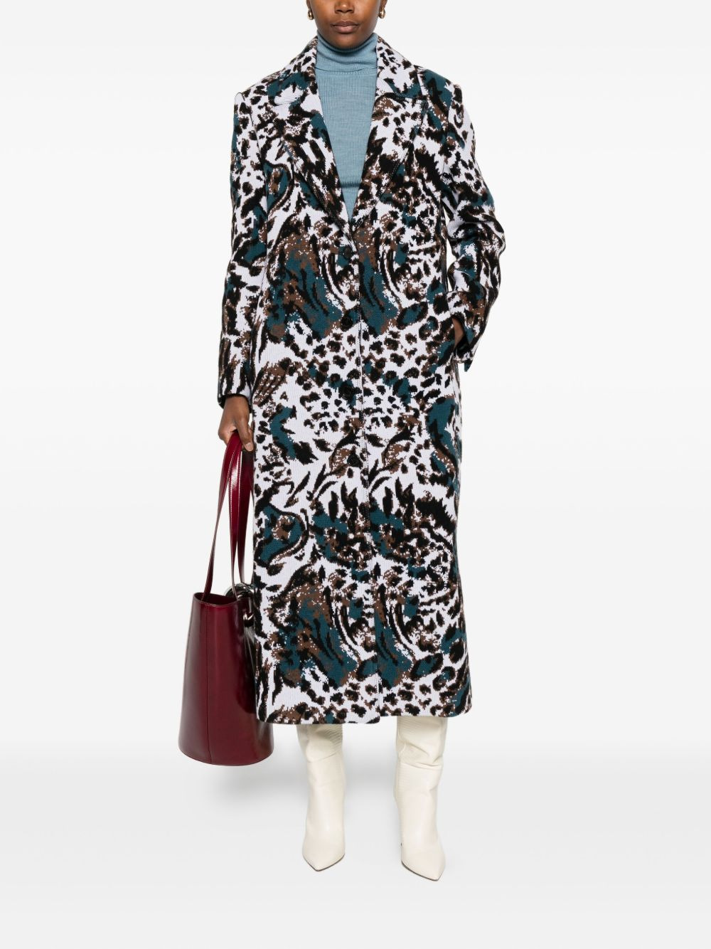 animalier-pattern button coat - 2