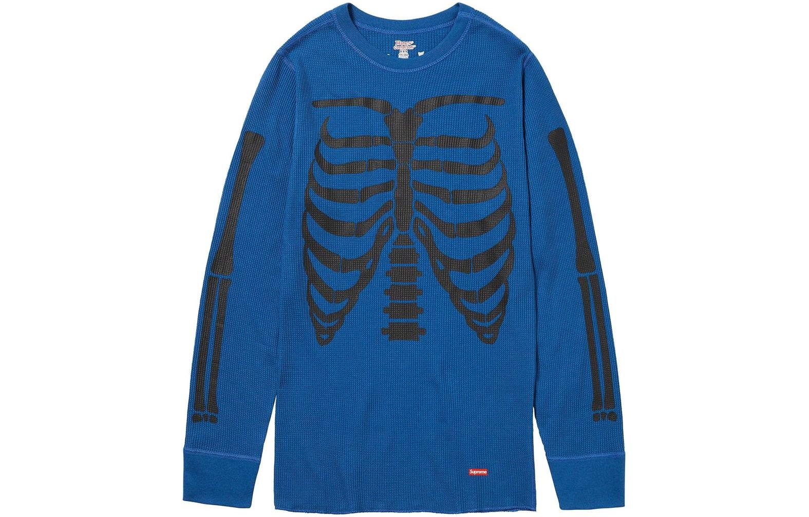 Supreme x HANES FW23 Week9 Bones Thermal Crew Long Sleeve Shirt 'Blue' SUP-FW23-154 - 2