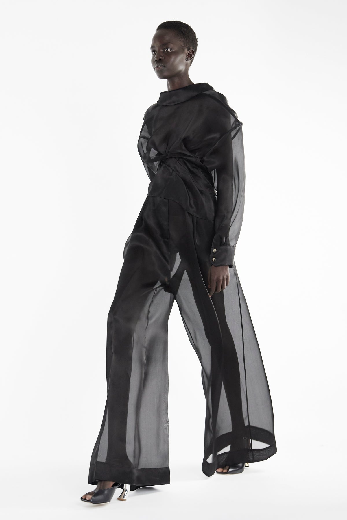 ORGANZA TWISTED SHIRT BLACK - 8