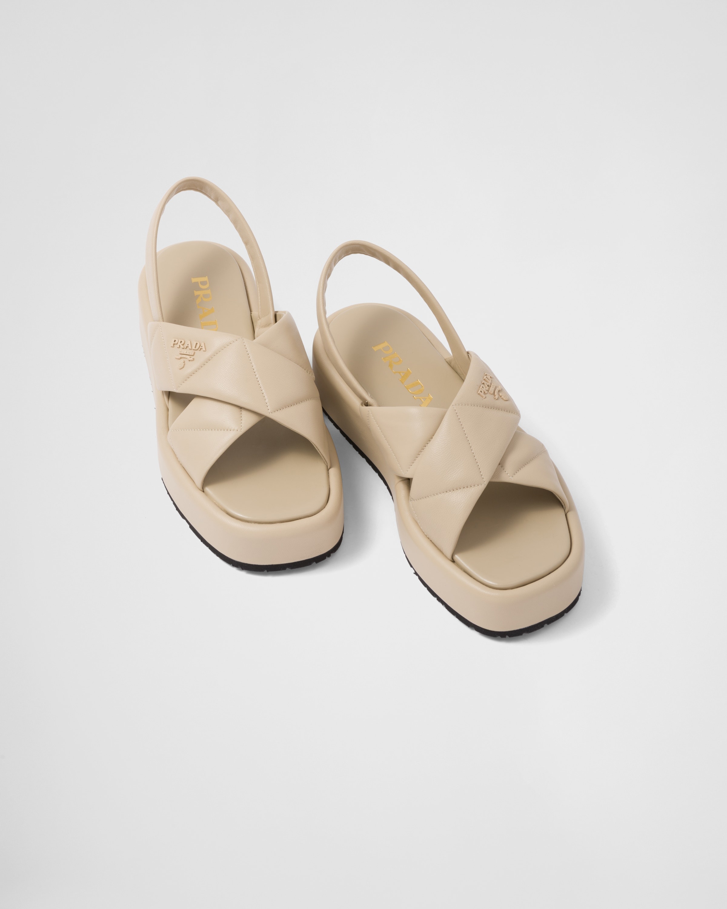 Quilted nappa leather flatform sandals - 4