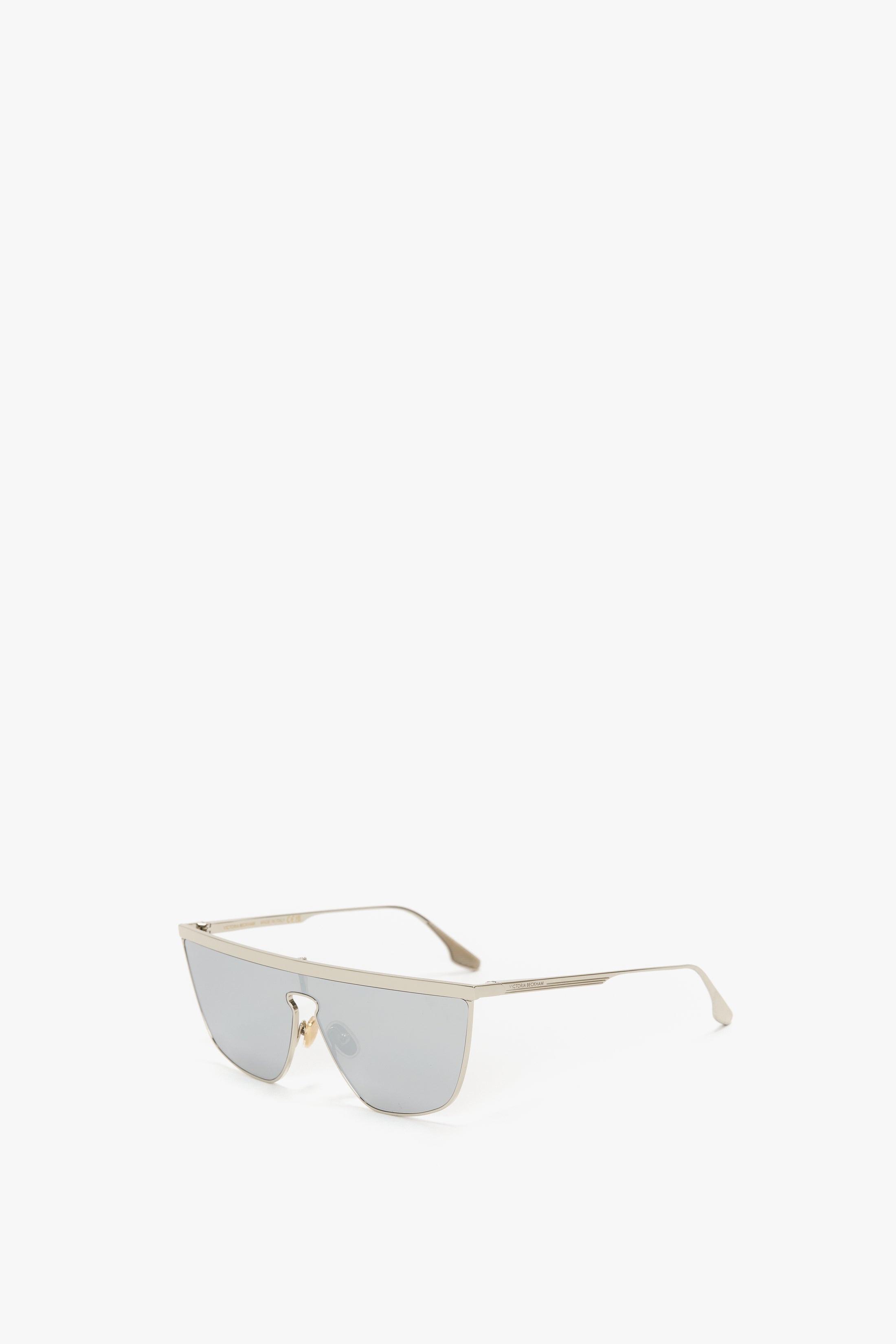 Geometric Visor Sunglasses In Silver-Mirror - 3