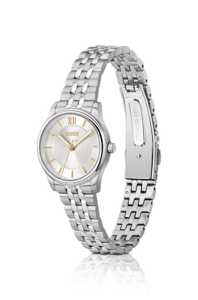 BOSS GRACEFUL SILVER-TONE WATCH WITH SUNBURST-PATTERNED DIAL outlook