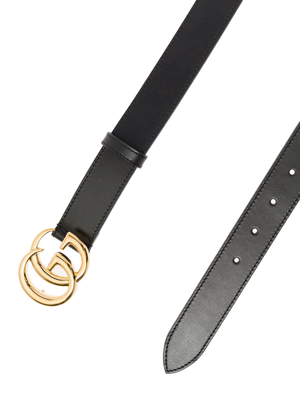 Gucci Men Gucci Man's Black Leather Belt With Gg Golden Metal Buckle - 3