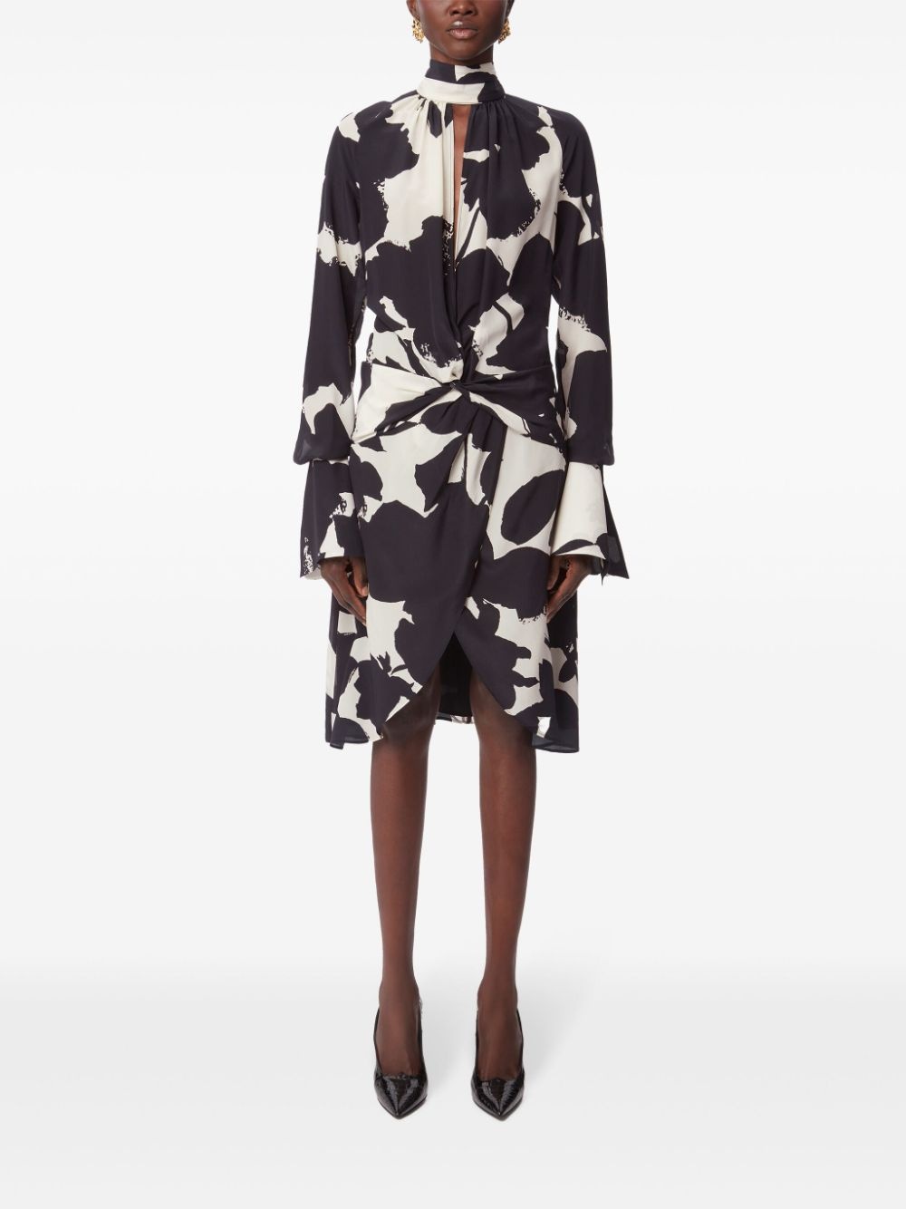 abstract-print high-neck dress - 2