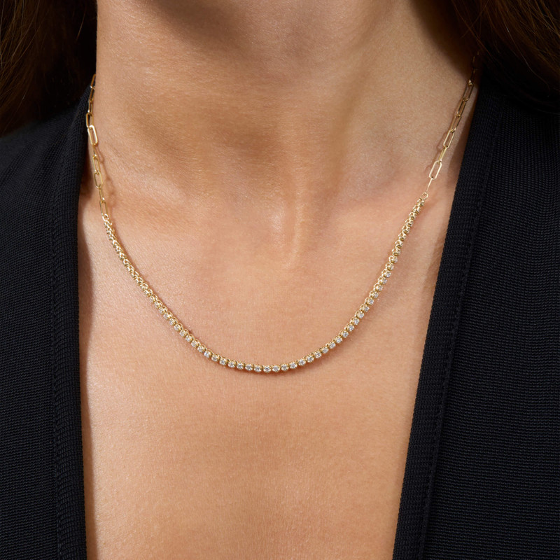 STONE AND STRAND Drop Shot Diamond Tennis Necklace outlook