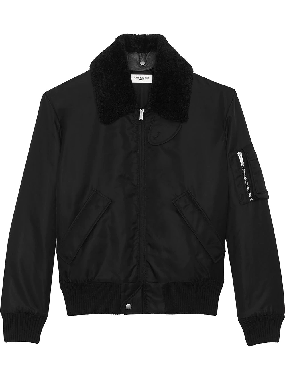 shearling collar army bomber jacket - 1