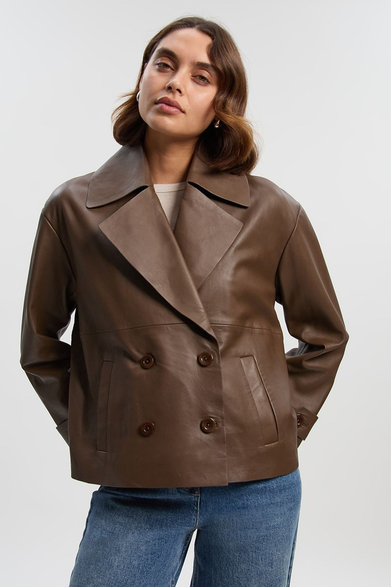 Leather Button Jacket 1