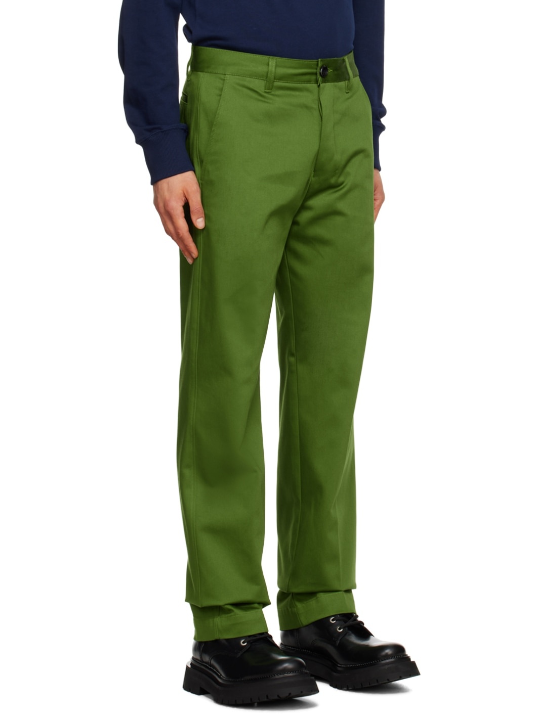 Green Straight-Fit Trousers - 2