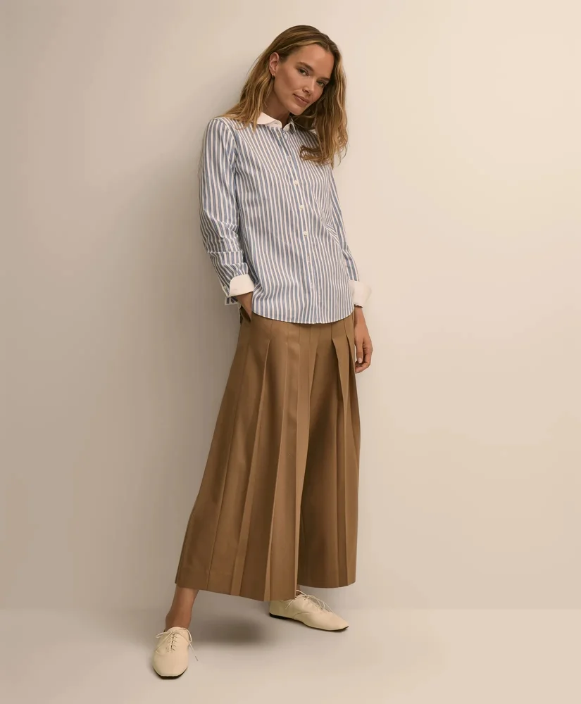 Wool-Blend Pleated Culottes - 1