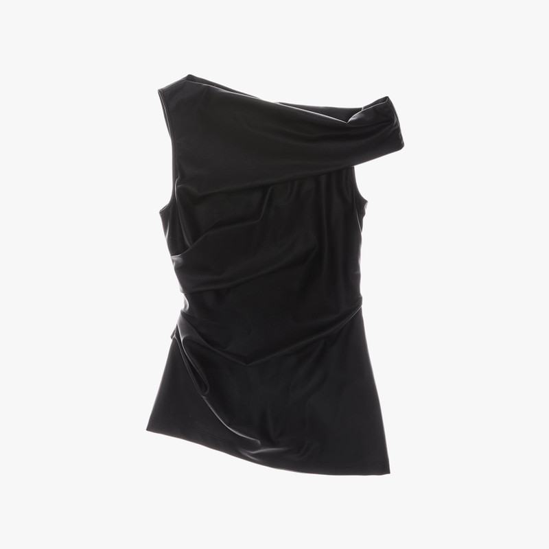 FAUX LEATHER ASYMMETRICAL TOP 1