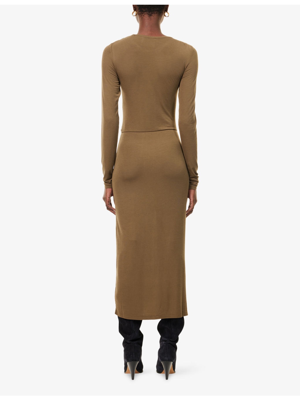 Jelina Ruched Stretch-Woven Midi Dress - 4