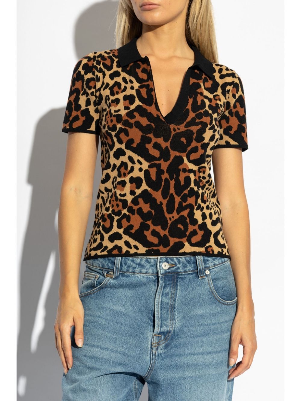 leopard-print knitted top - 3