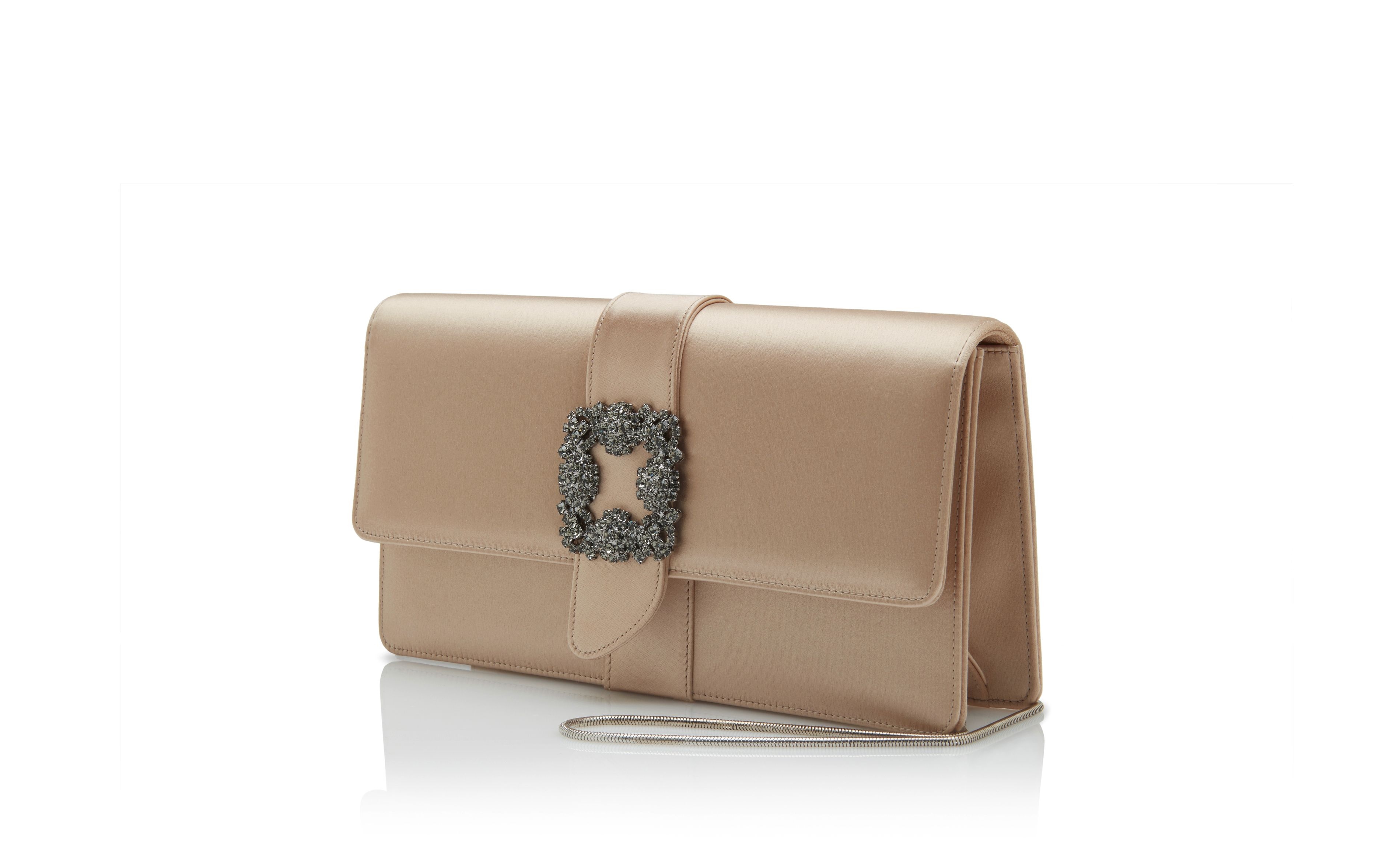 Blush Satin Jewel Buckle Clutch - 3