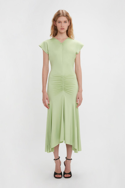 Victoria Beckham Sleeveless Rouched Jersey Dress In Pistachio outlook