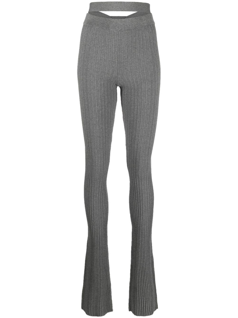 ribbed-knit flared trousers 1
