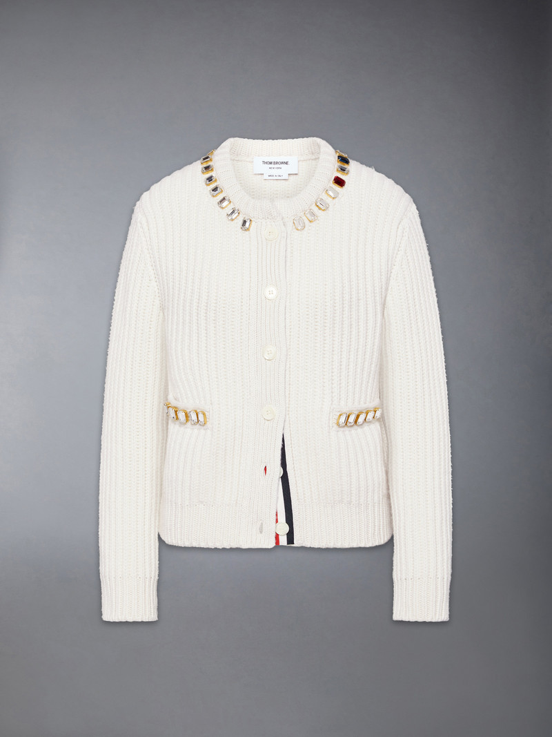 SWAROVSKI CRYSTAL HALF STITCH CASHMERE CARDIGAN 1