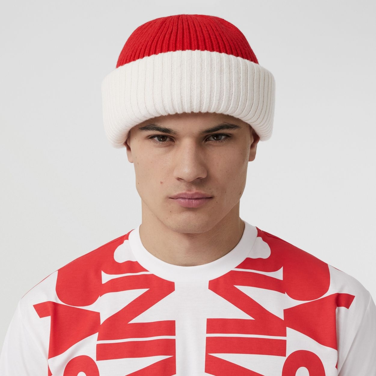 Reversible Cut-out Detail Rib Knit Wool Beanie - 6