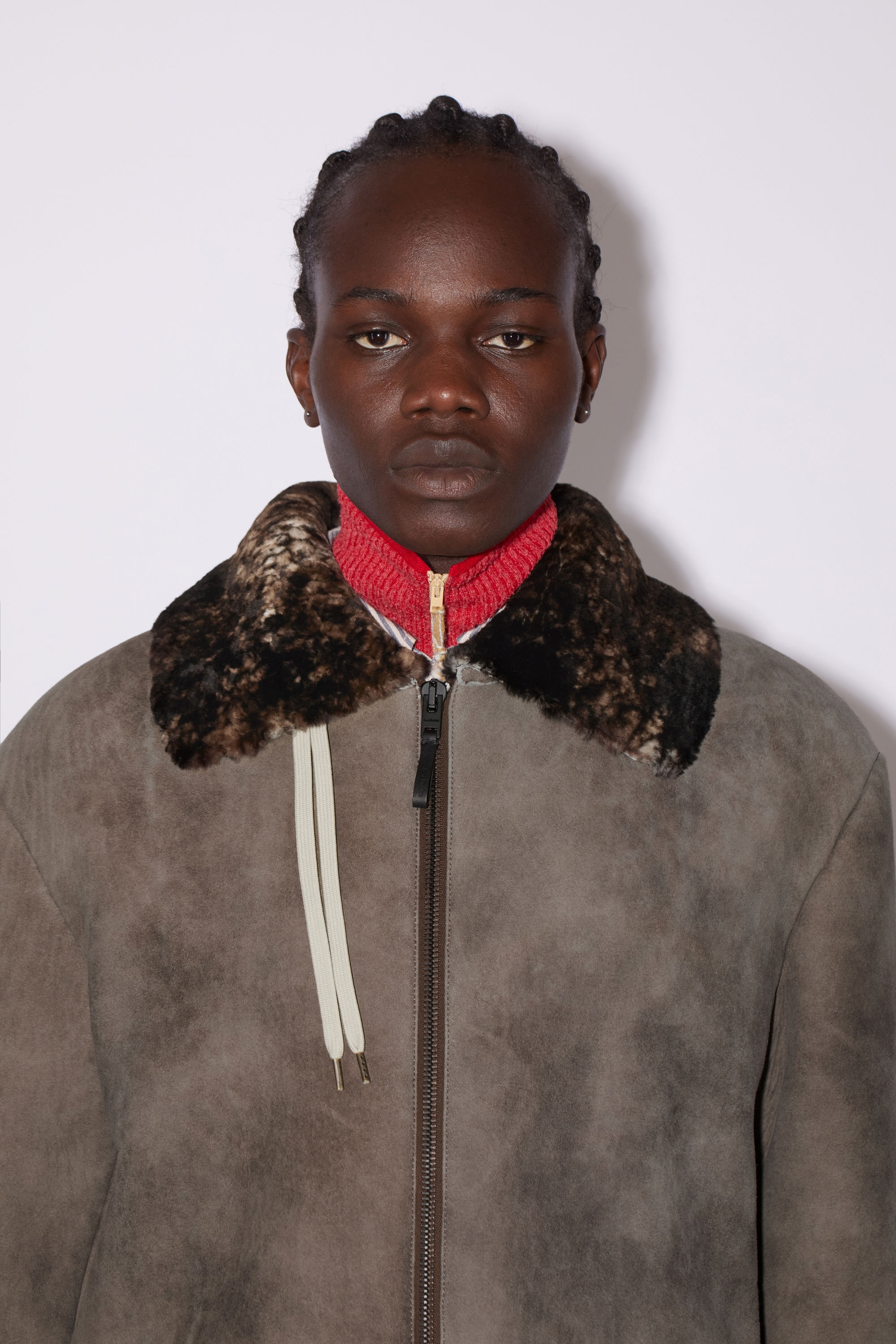 Shearling suede fur jacket - Antique brown - 6