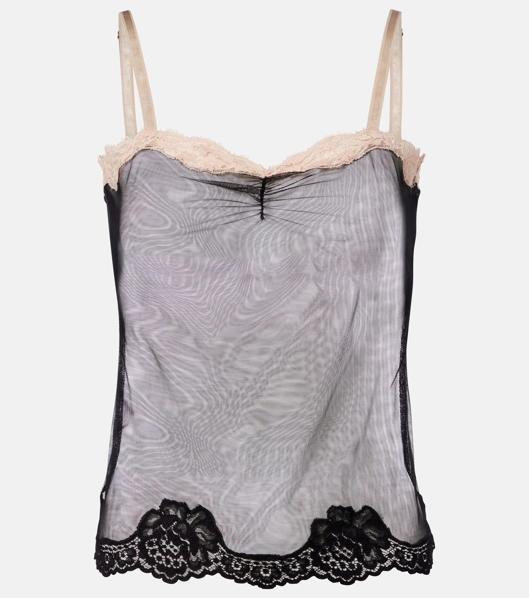 Lace-trimmed sheer mesh camisole - 1