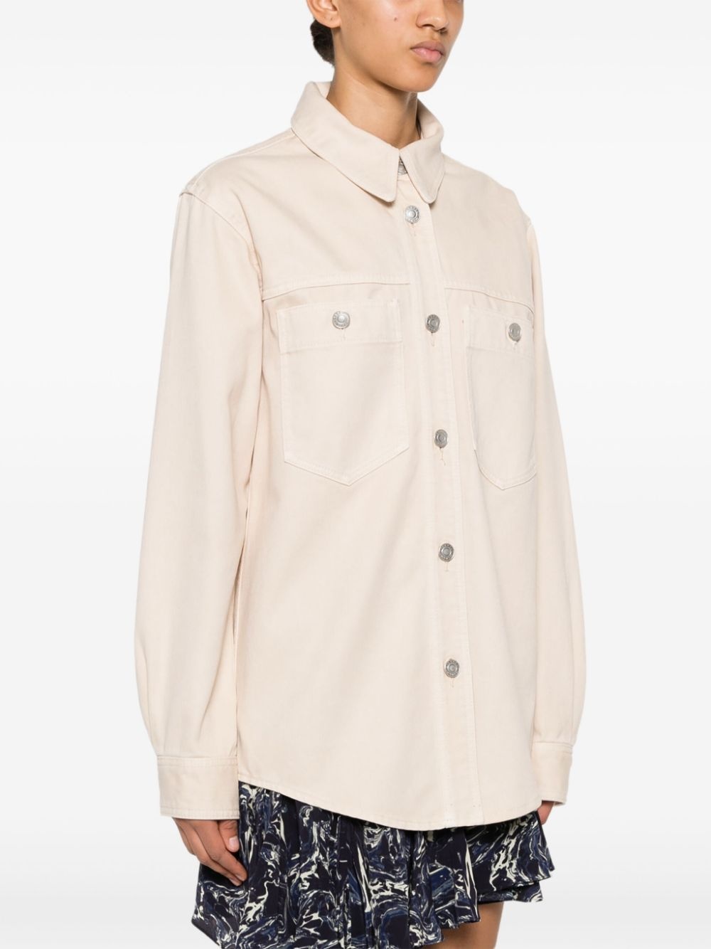 patch pockets buttoned shirt-jacket - 3