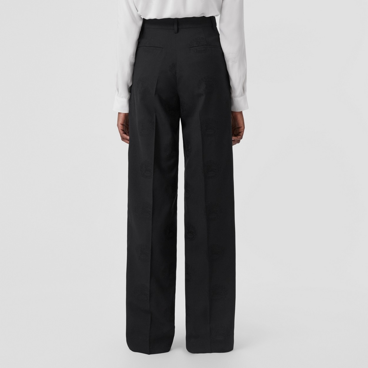 EKD Wool Cotton Jacquard Wide-leg Trousers - 3