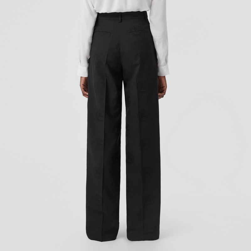 EKD Wool Cotton Jacquard Wide-leg Trousers 3