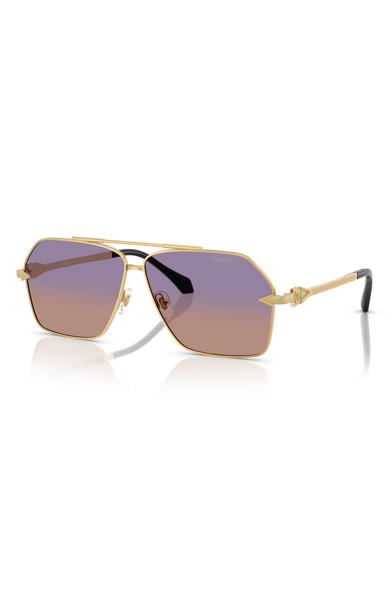 VERSACE Versace 63mm Pilot Sunglasses in Gold /Orange Violet at Nordstrom outlook