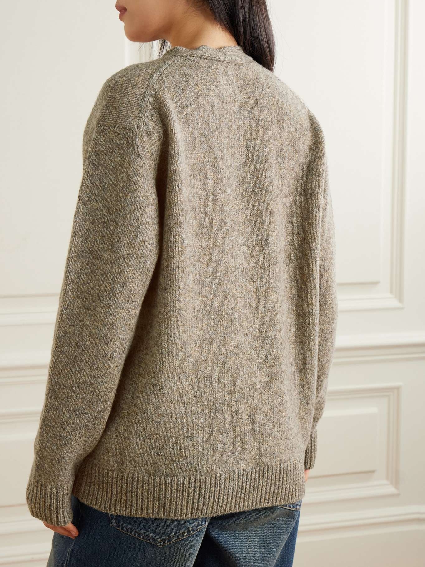 Argyle intarsia-knit wool cardigan Beige - 4