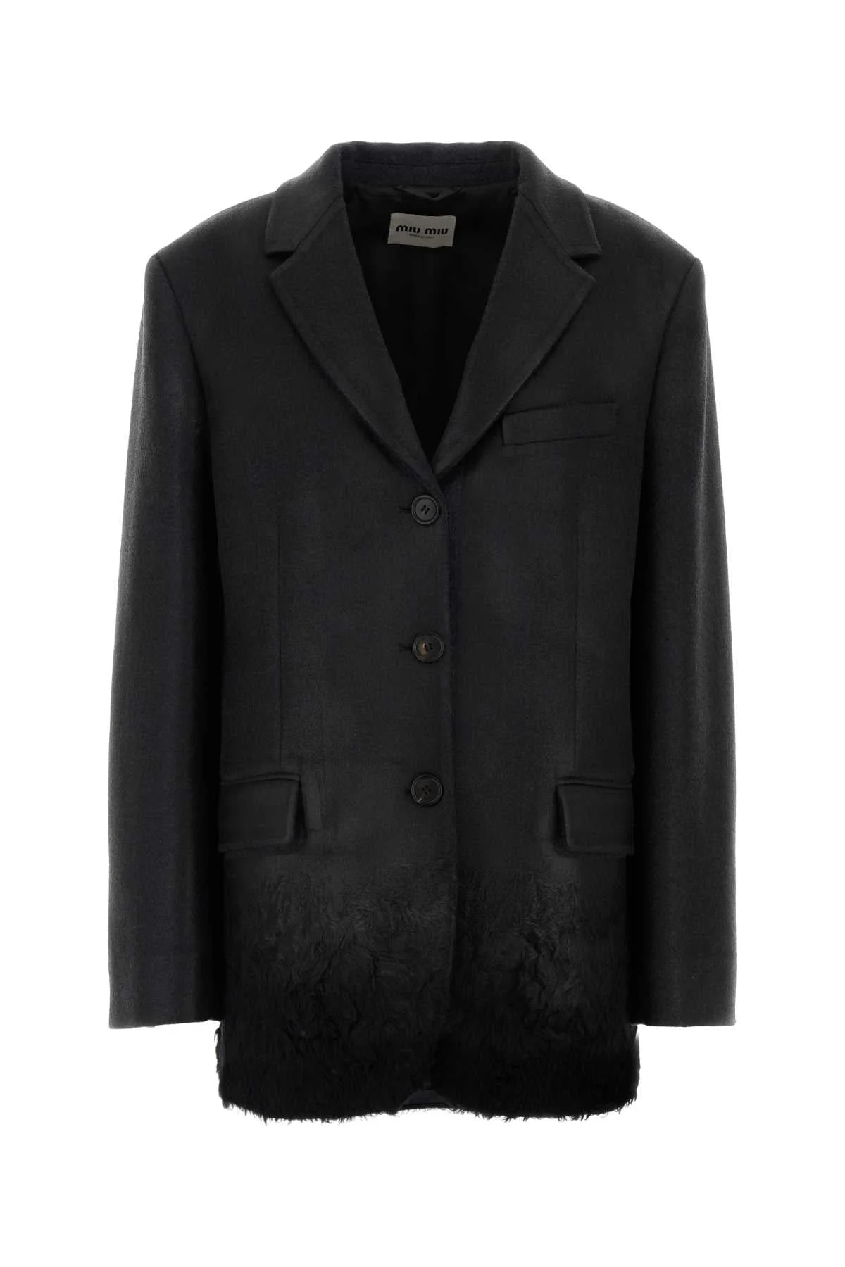 Miu Miu Women Charcoal Wool Blend Blazer - 1