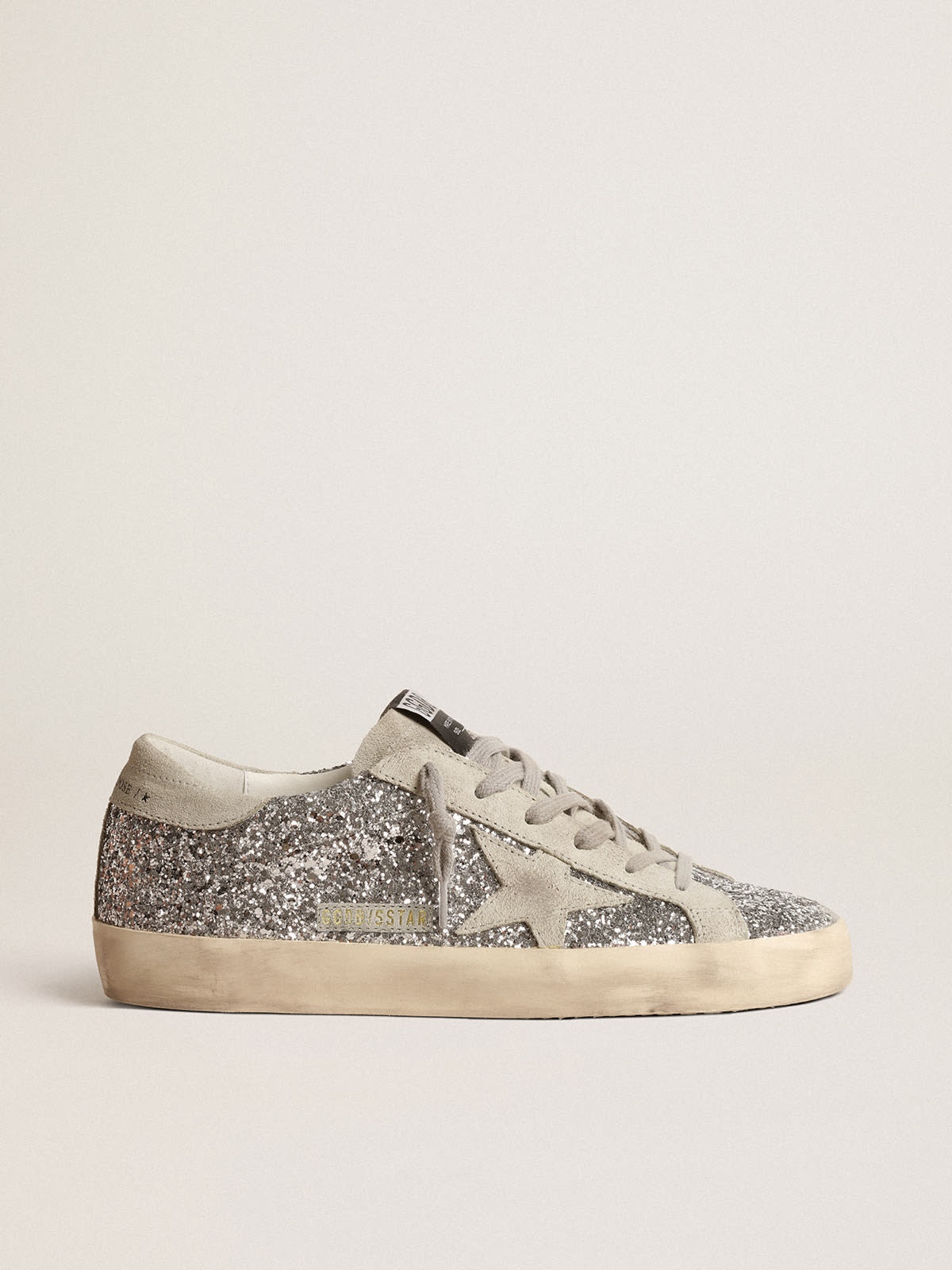 Super-Star in silver glitter with ice-gray suede star - 1
