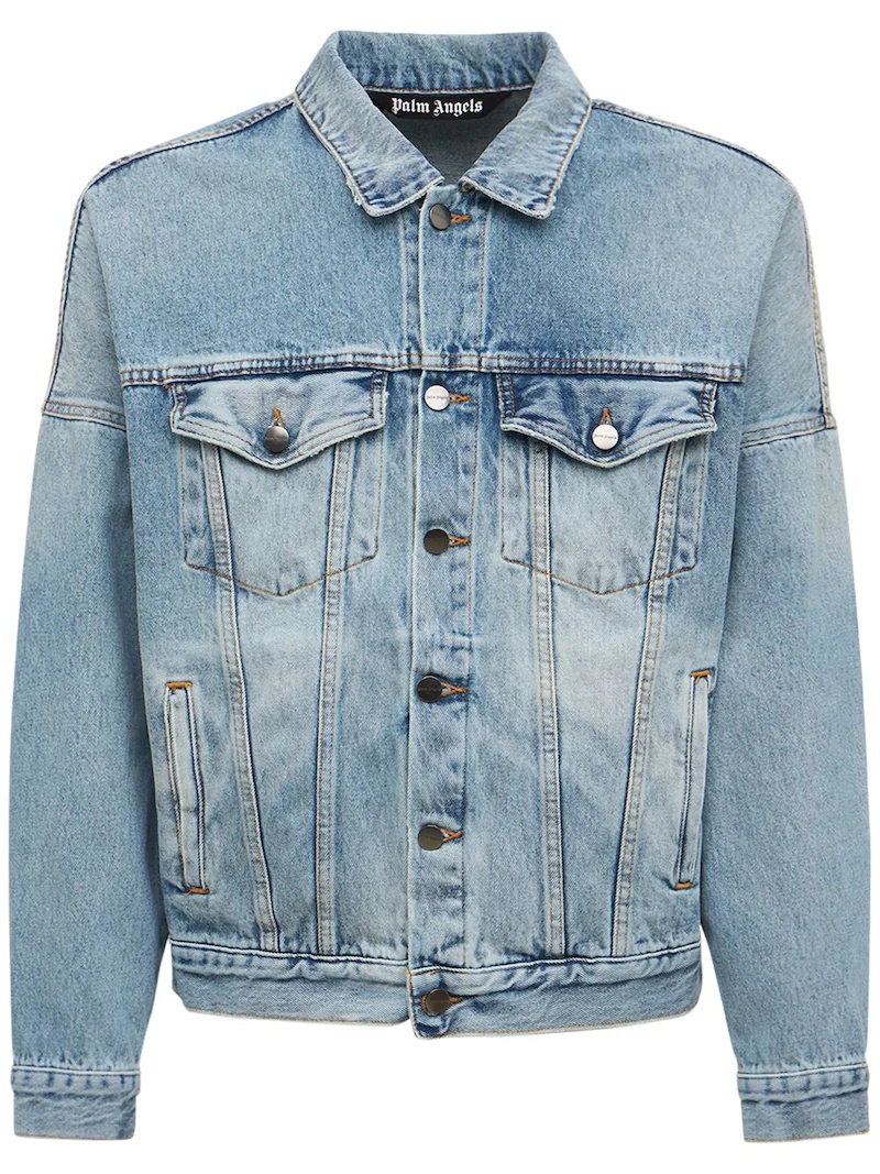 LOGO PRINT COTTON DENIM JACKET - 5