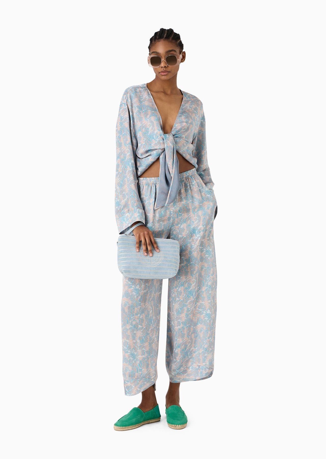 Wide printed silk trousers - 4