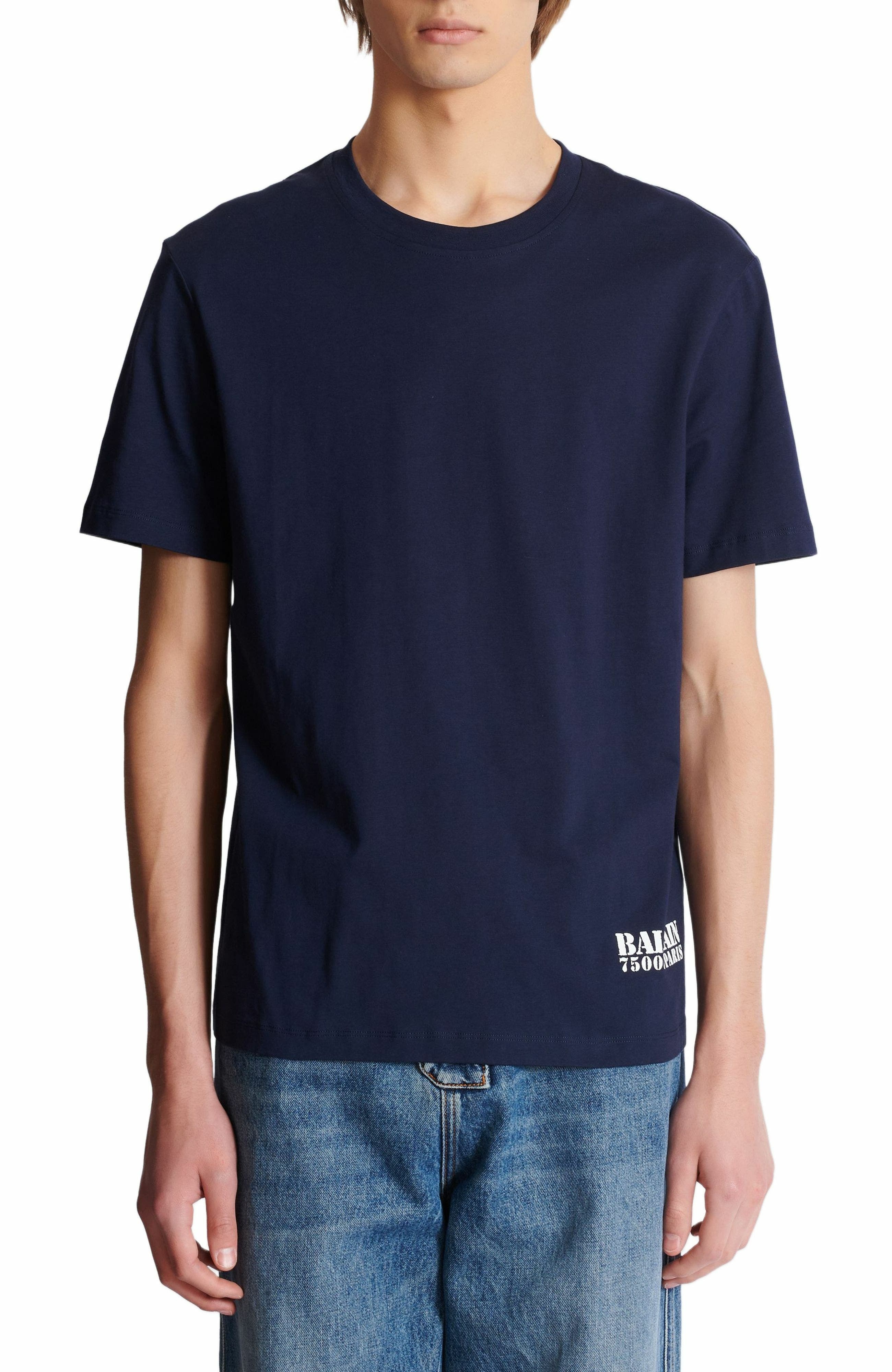 Small Balmain Stamp printed T-shirt in Navy at Nordstrom - 8