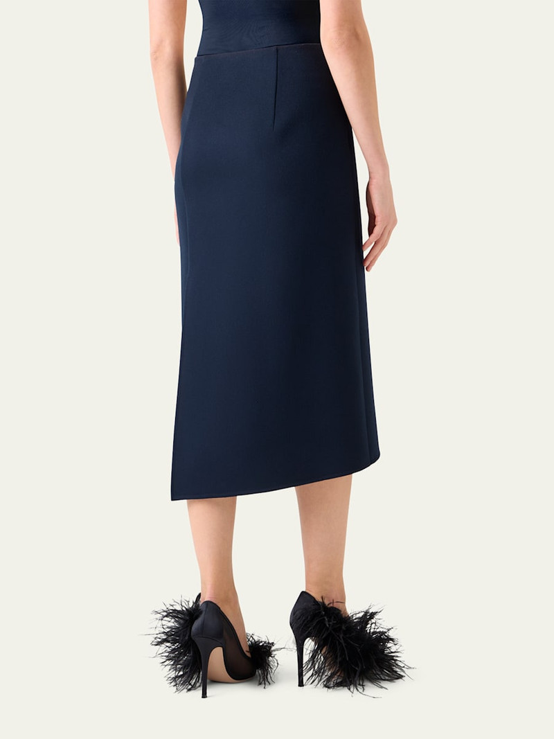 AKRIS Asymmetric Trapezoid Wool Flannel Double-Face Midi Skirt outlook