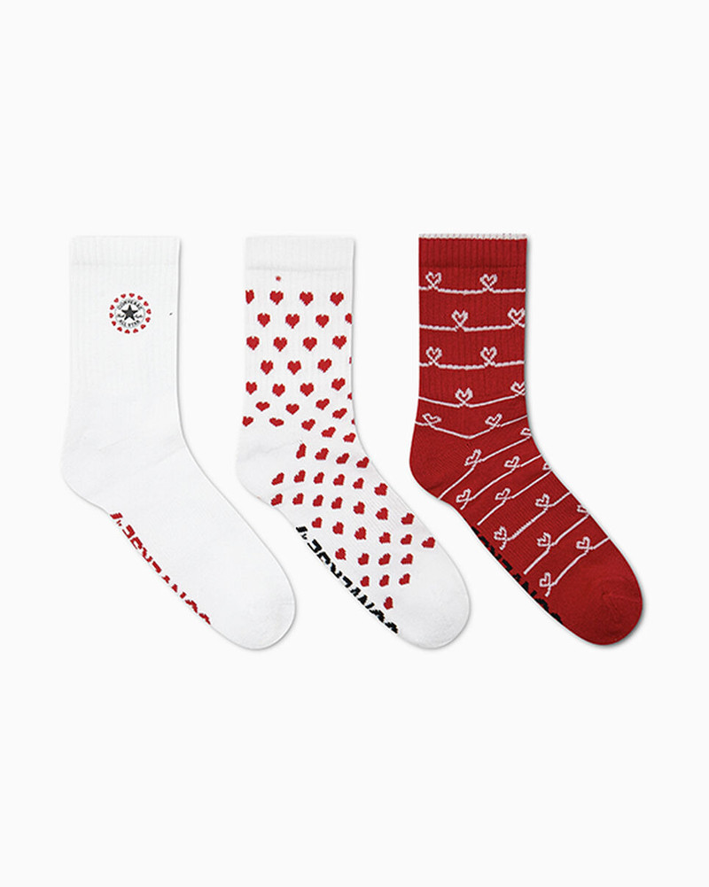 Converse 3-Pack Hearts Mesh Half-Crew Socks outlook