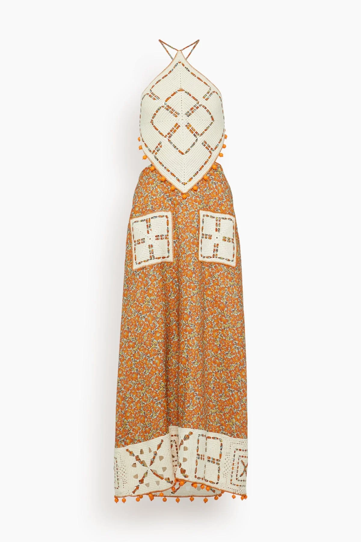 Marva Crochet Halter Midi Dress in Multi - 1