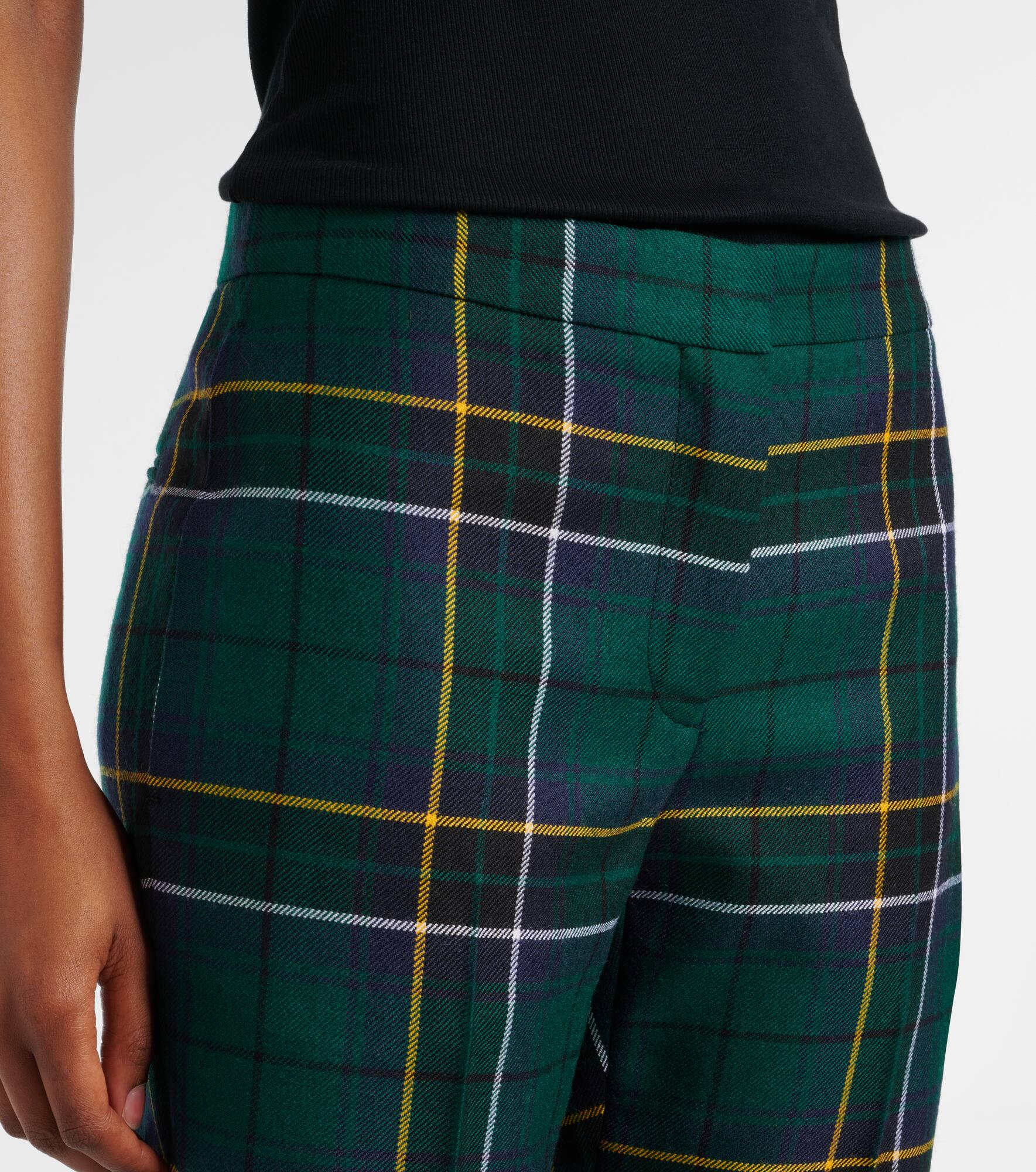 Plaid wool straight pants - 4