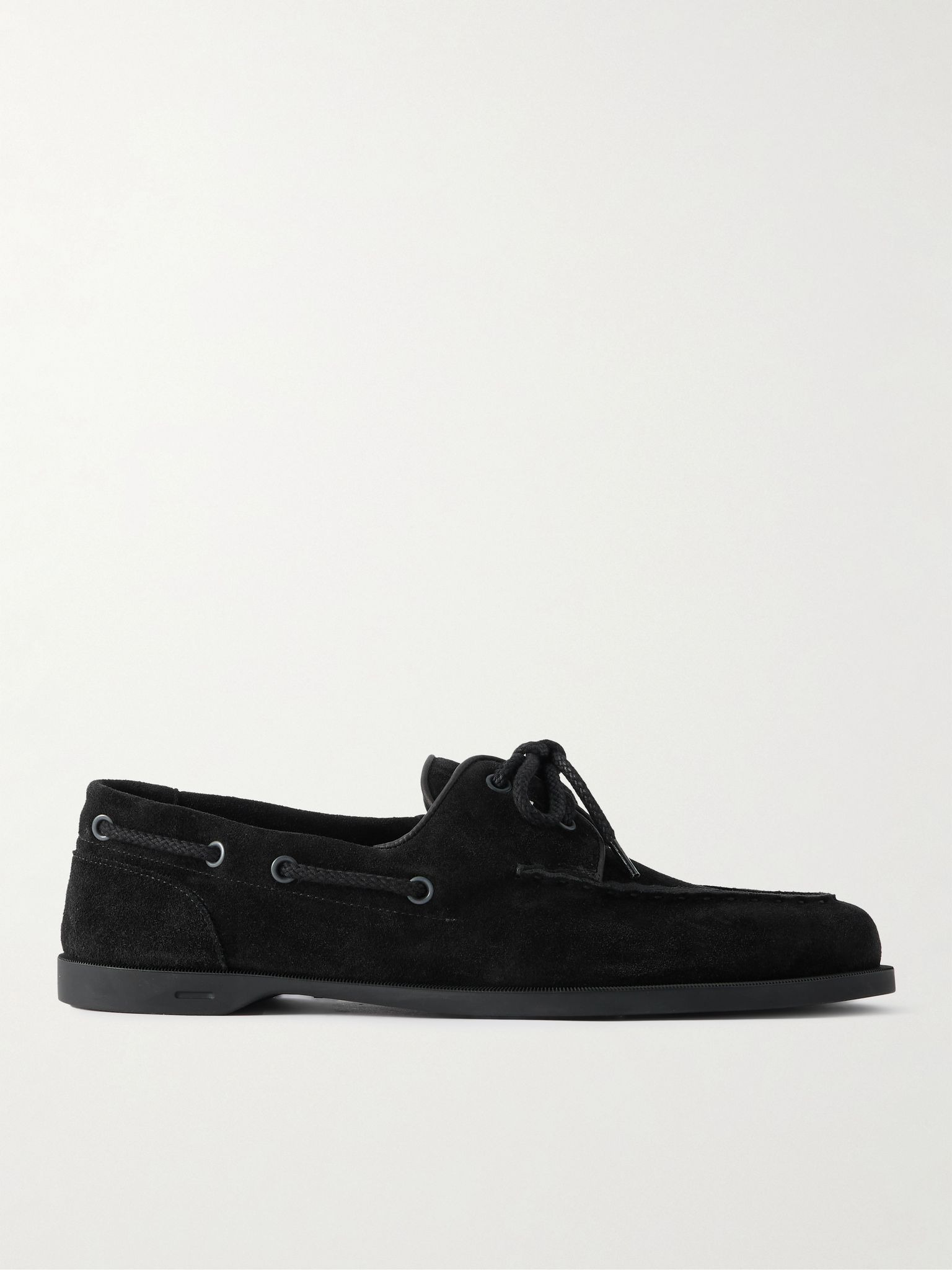 Foil Suede Boat Shoes Black - 1