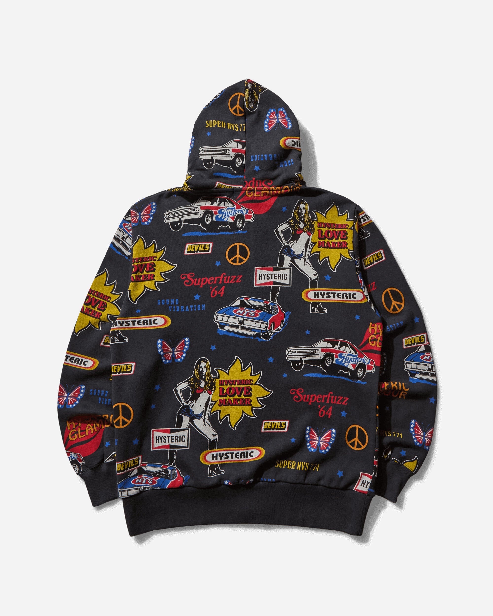 Men's Love Maker Pattern Zip Hoodie Black - 2