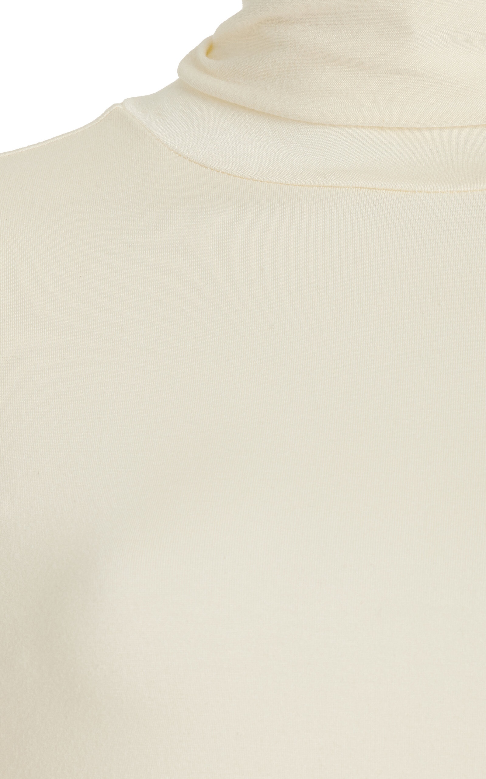 Cropped Jersey Turtleneck Top ivory - 5