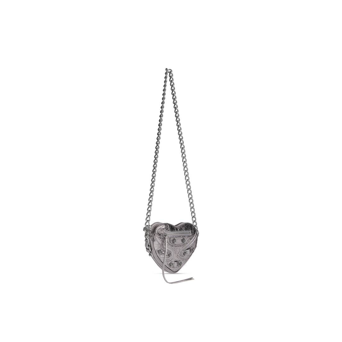 Women's Le Cagole Heart Mini Bag Metallized  in Silver - 2