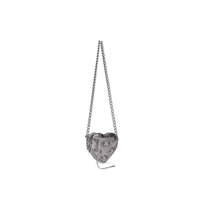 BALENCIAGA Women's Le Cagole Heart Mini Bag Metallized  in Silver outlook