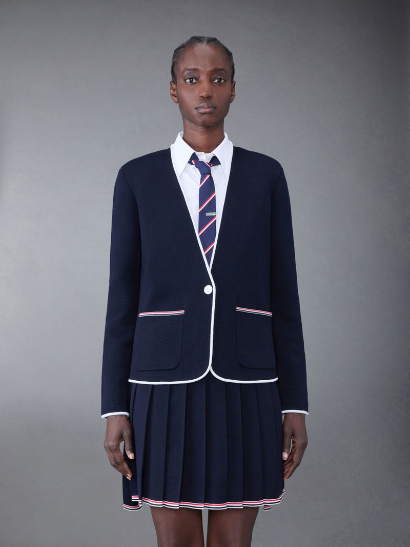 Merino Wool Tipping Double Face Collarless Jacket 1
