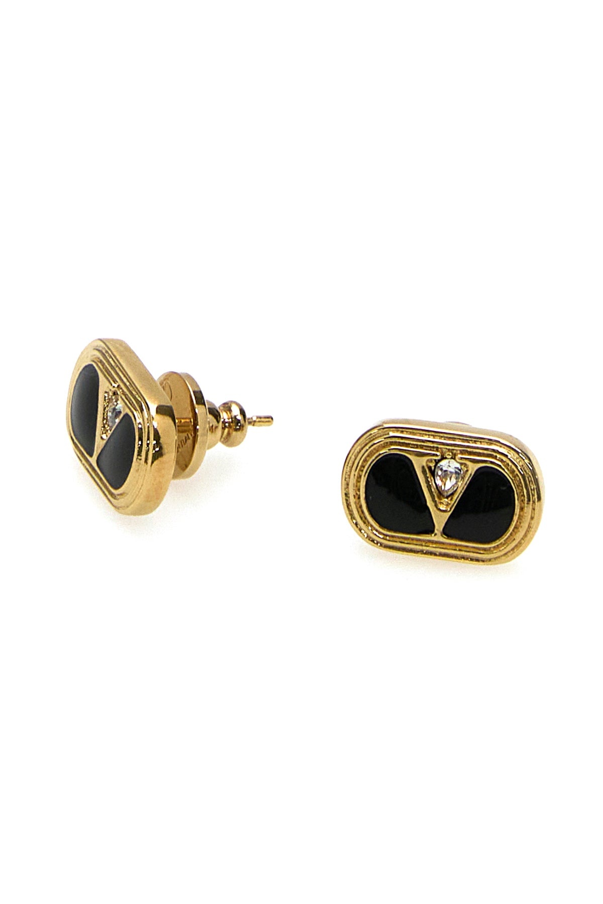 Two-tone enamel and metal VLogo earrings - 2