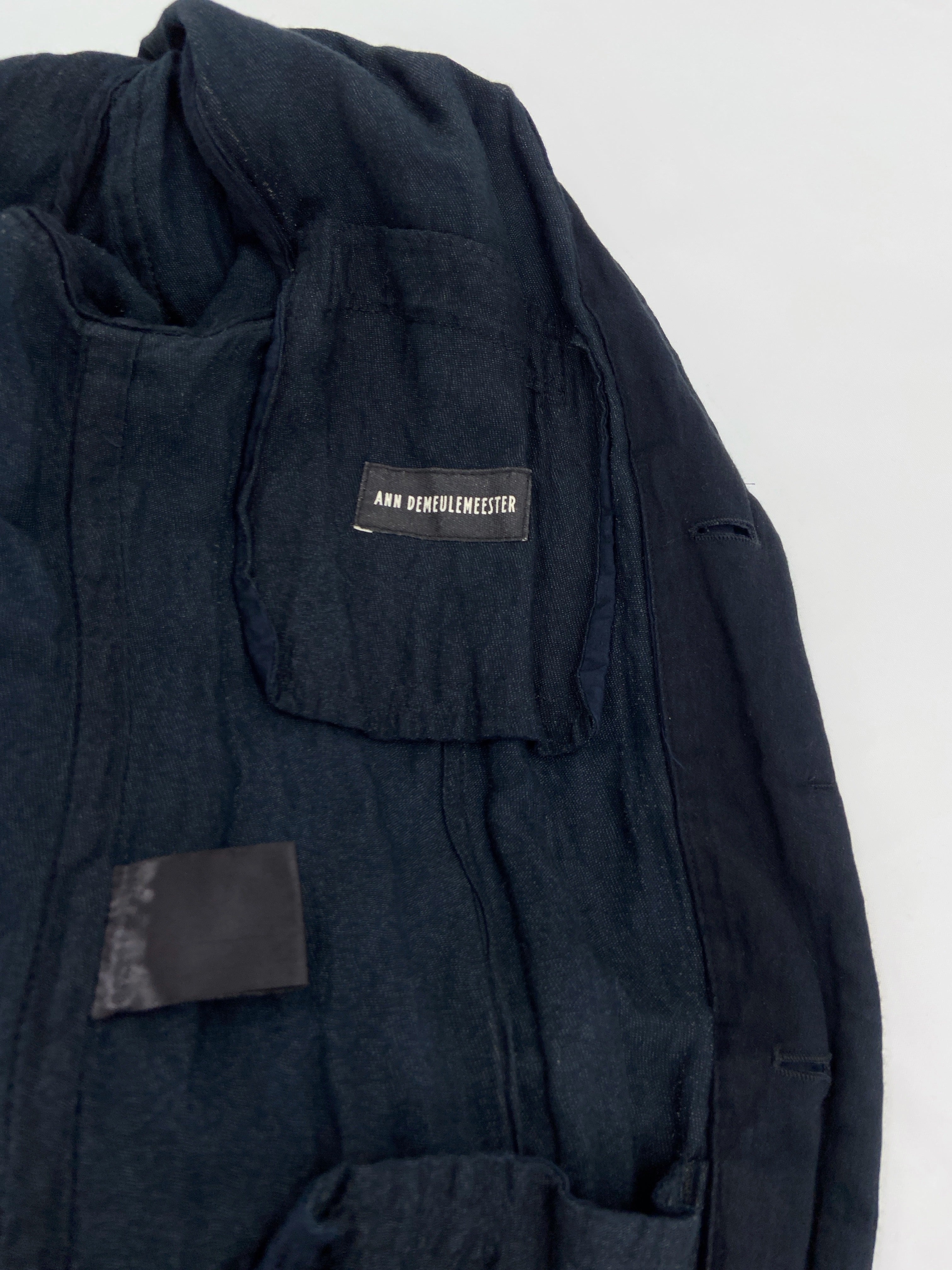 Ann Demeulemeester Spring 2006 Men’s Navy Wrinkled Coat XXS - 13