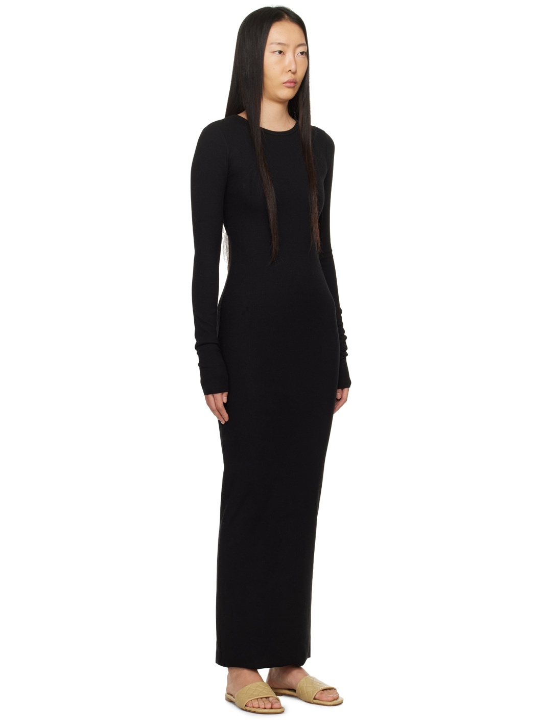 Black Crewneck Maxi Dress - 2