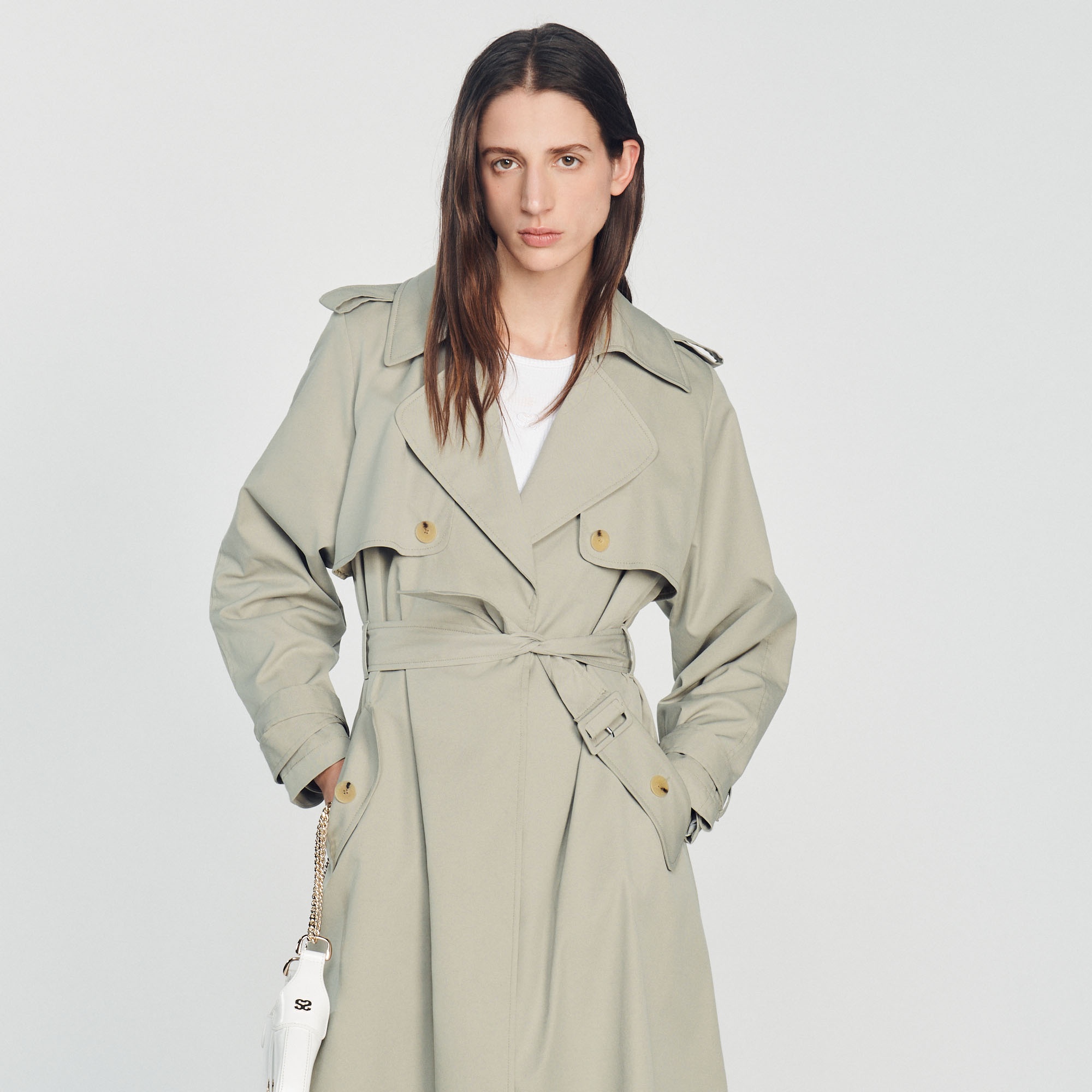 Trench coat with pleated back - 5
